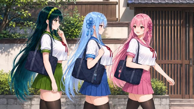 Comic / Storyboard - Three Anime Schoolgirls Walking — output
