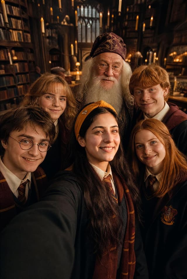YouTube Thumbnail - Harry Potter Cast Selfie in Hogwarts — output