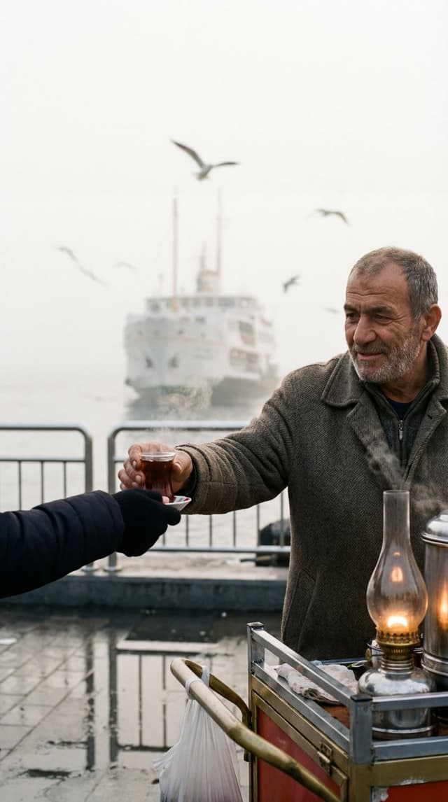 Candid Street Film Still: Eminönü Tea Vendor — output