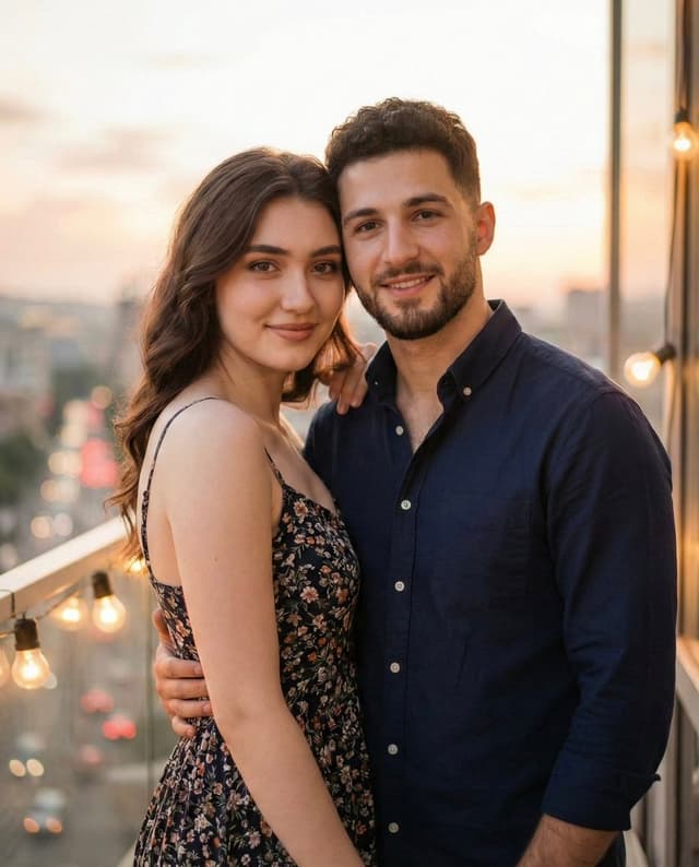 Photorealistic Romantic Couple Portrait with Identity Preservation — output