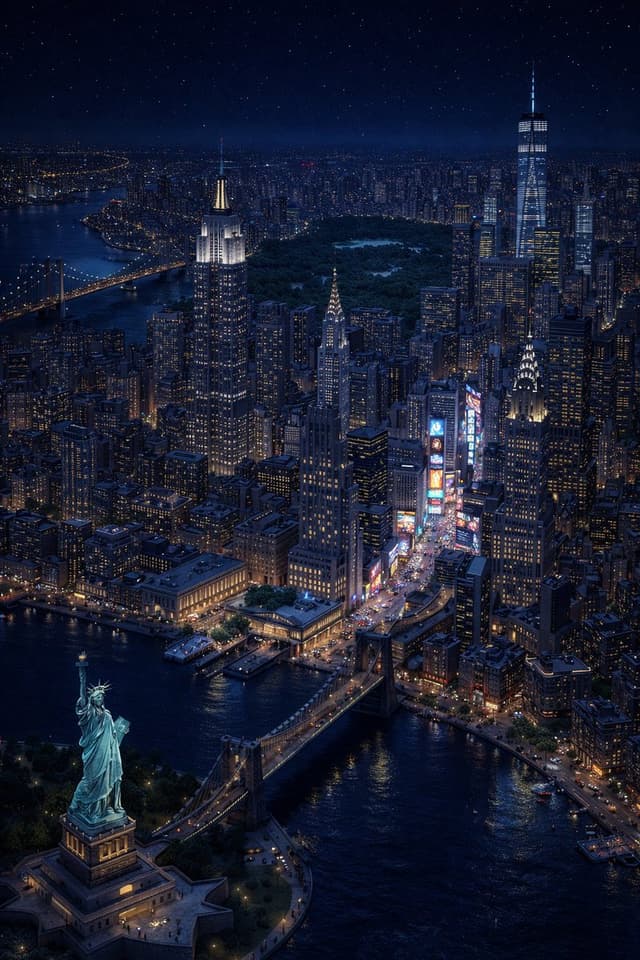 Isometric miniature 3D cartoon scene of New York — output