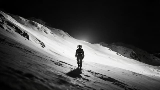 Comic / Storyboard - Lone Mountaineer in Moonlit Snow — output