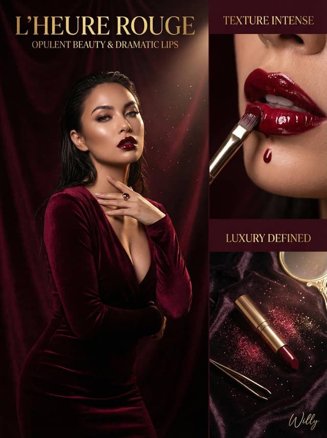 Asymmetrical Dark Luxury Beauty Editorial Spread — output