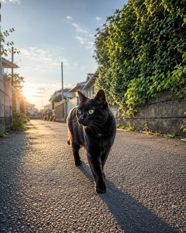 Social Media Post - Black Cat Morning Walk — output