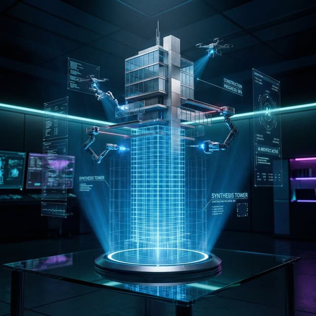 Infographic / Edu Visual - Futuristic Holographic Burj Khalifa Blueprint — output