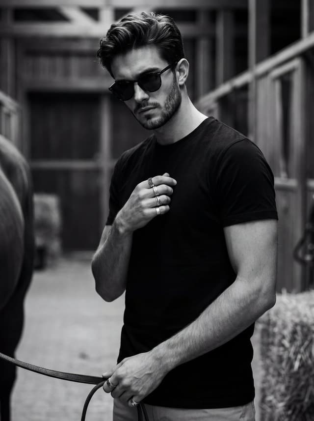 Profile / Avatar - Cinematic black-and-white portrait with strict face lock — output