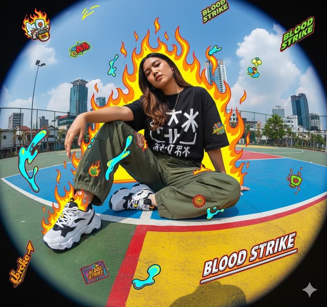 Y2K Streetwear Fashion Editorial Portrait (JSON format) — output