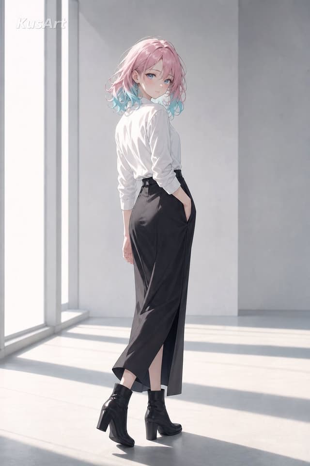 Profile / Avatar - Anime Girl in Cross-Leg Fashion Pose — output