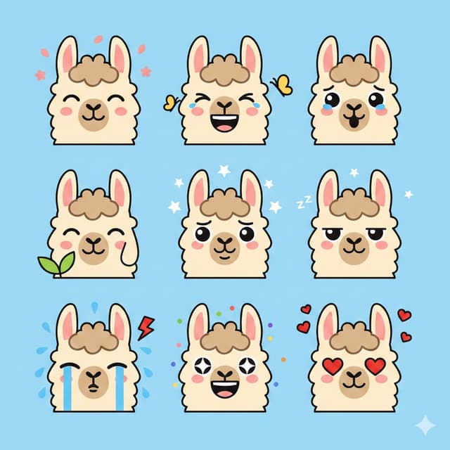 Game Asset - Flat Vector Llama Emoji Prompt — output
