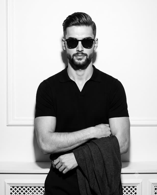 Product Marketing - High-Fashion B&W Male Model Portrait — output