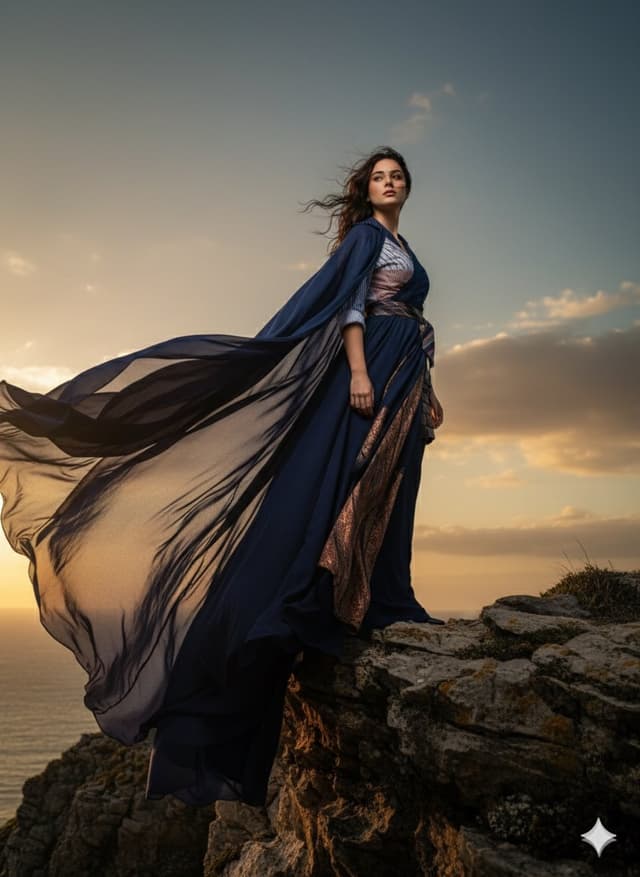 High-Fashion Cinematic Portrait Emphasizing Motion — output