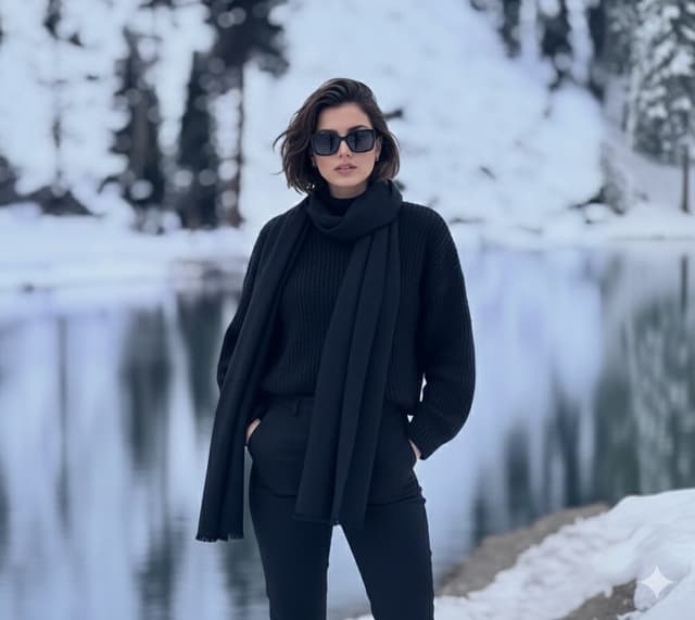 Social Media Post - Photorealistic portrait of a stylish woman in a snowy landscape — output