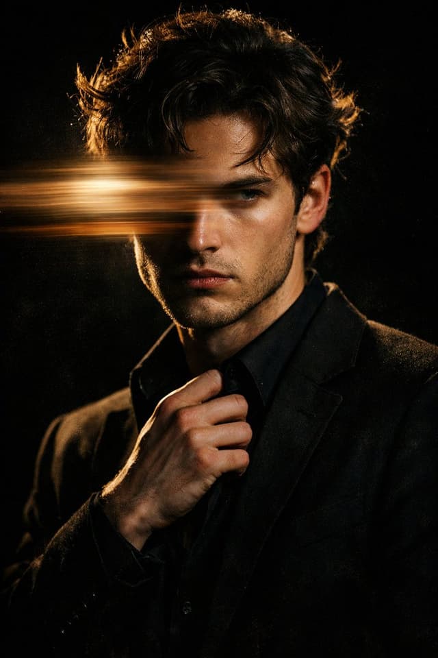 Moody Cinematic Portrait with Motion Blur and Directional Lighting — output