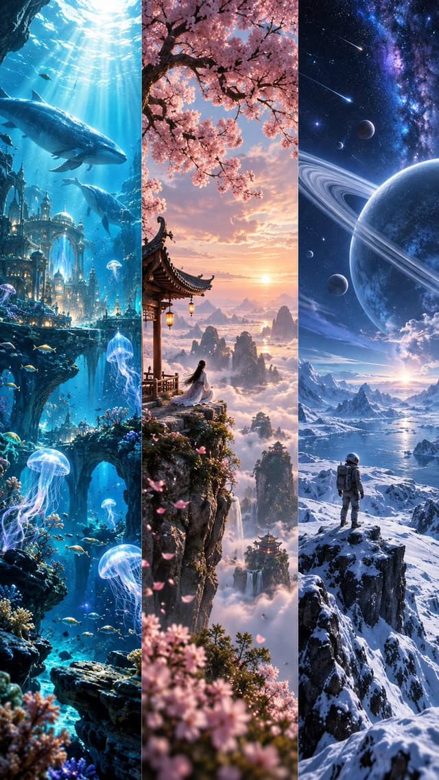 Game Asset - Fantasy Worlds Triptych Wallpaper — output