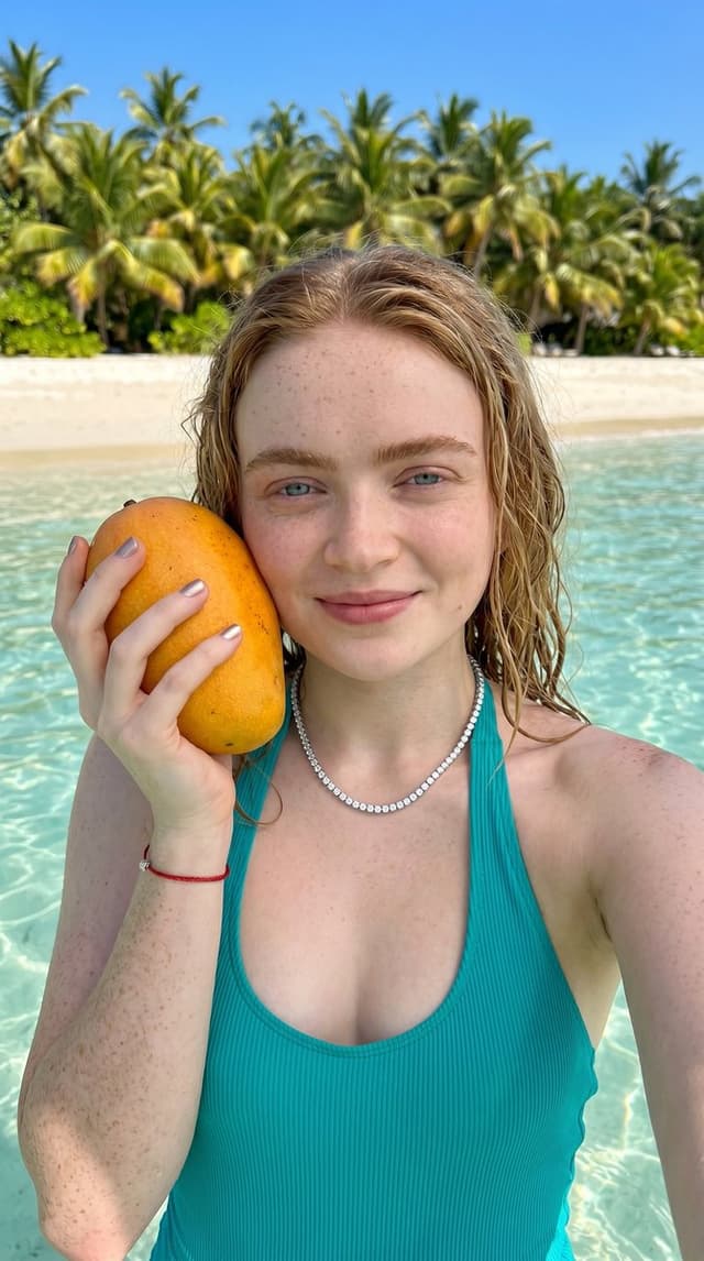 Profile / Avatar - Tropical Beach Mango Selfie Portrait — output