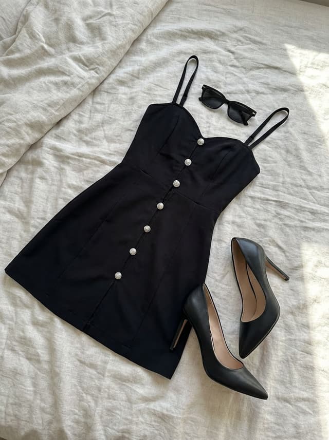 Clothing laid out separately on a bed — output