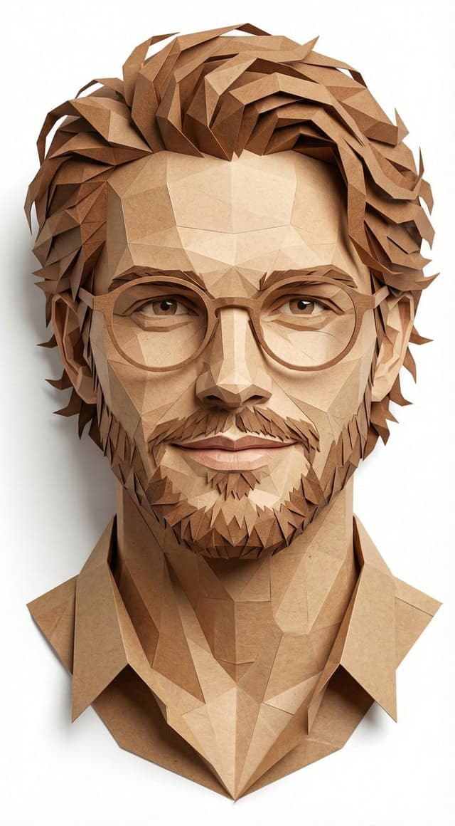 Social Media Post - Digital Papercraft Portrait of a Young Man — output