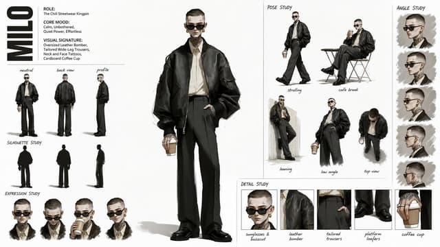 Comic / Storyboard - High Fashion Character Concept Sheet — output