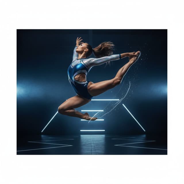 Avant-Garde Athleticism: Frozen Gymnast in Mid-Air — output