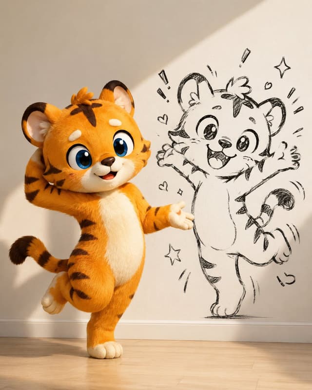 YouTube Thumbnail - Cute Tiger Cub Wall Doodle — output