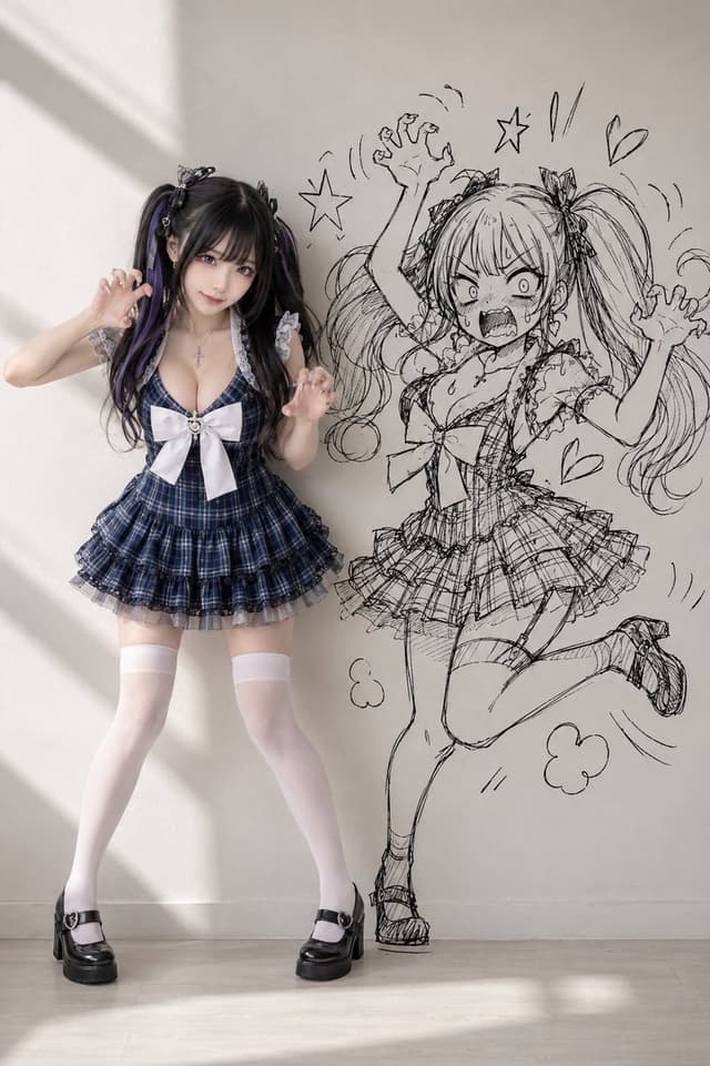 Profile / Avatar - Cosplay Girl with Manga Graffiti Shadow — output