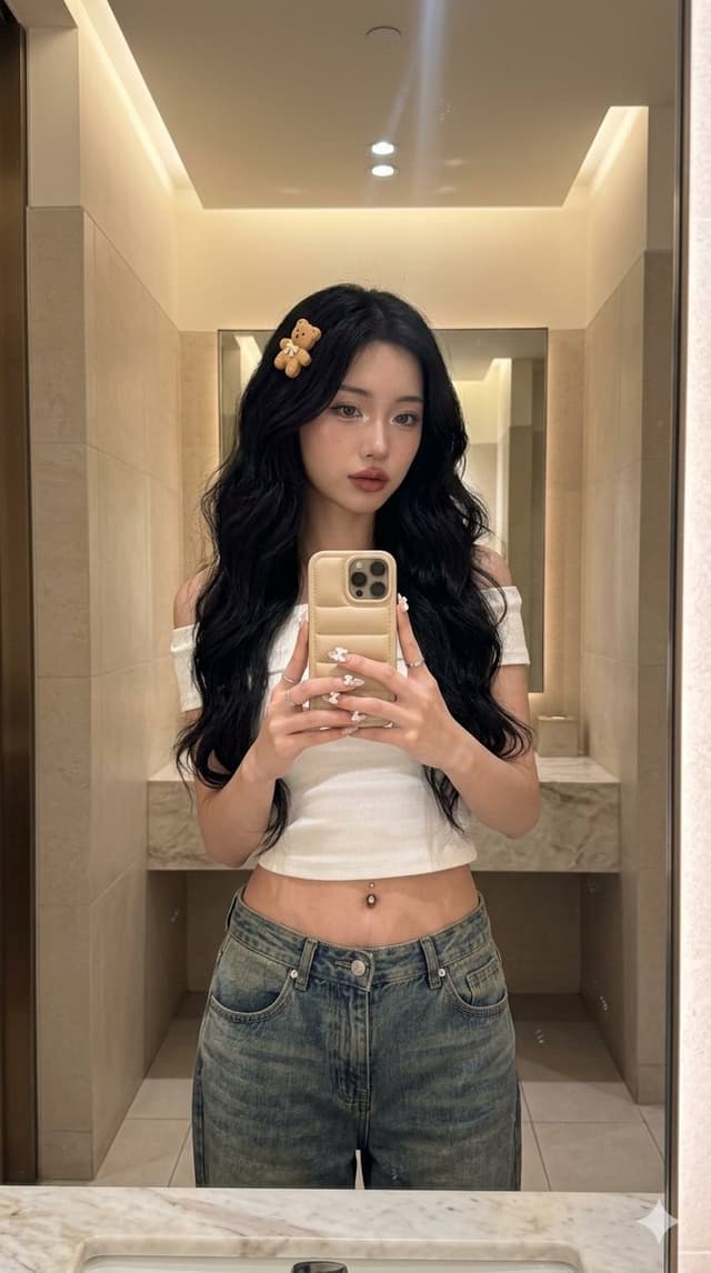 Profile / Avatar - Aesthetic Cafe Mirror Selfie Portrait — output