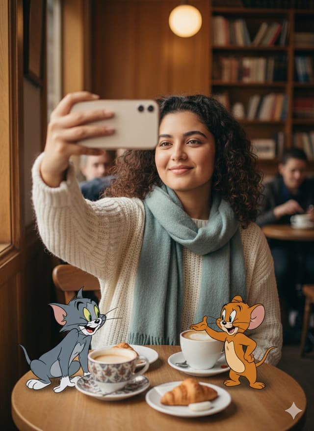 Photorealistic Selfie with Cartoon Crossover — output