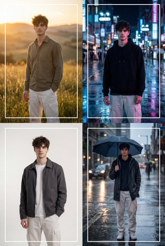 Profile / Avatar - Cinematic 2x2 Grid Portrait with Consistent Identity — output