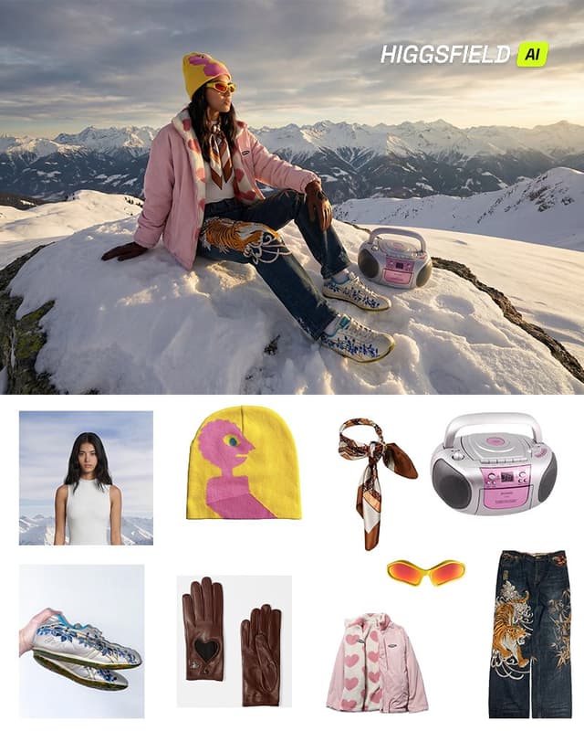 Cinematic Winter Fashion Portrait on a Mountain Peak — output