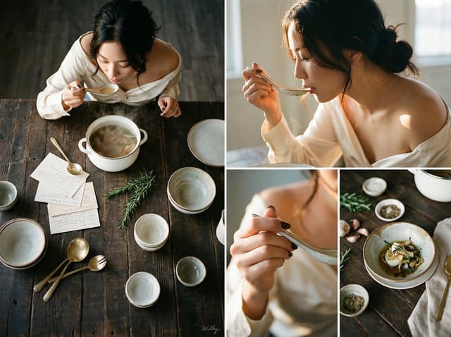 Sultry Korean Beauty Culinary Portrait Prompt — output