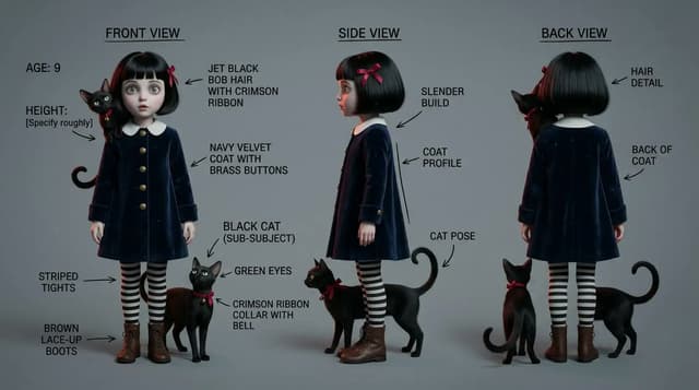 Infographic / Edu Visual - Gothic Girl Character Turnaround Sheet — output