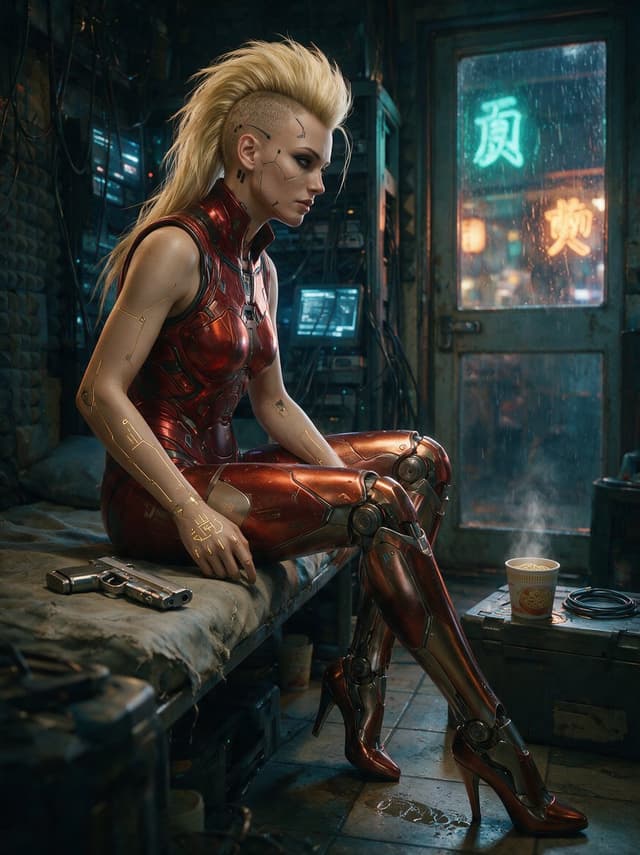 Comic / Storyboard - Cyberpunk Netrunner Hideout Portrait — output