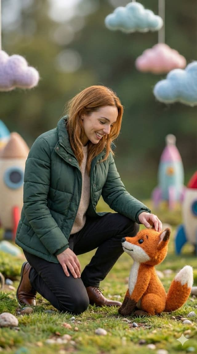 Photorealistic Human and Felt Fox Hybrid — output