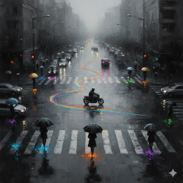 Impressionist Oil Painting of Rainy Urban Solitude — output