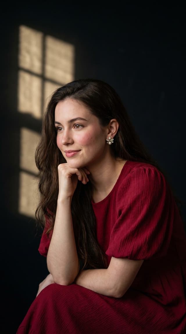 Profile / Avatar - Cinematic Portrait of Woman in Crimson Dress