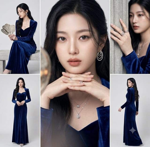 Product Marketing - Royal Blue Velvet Fashion Collage — output