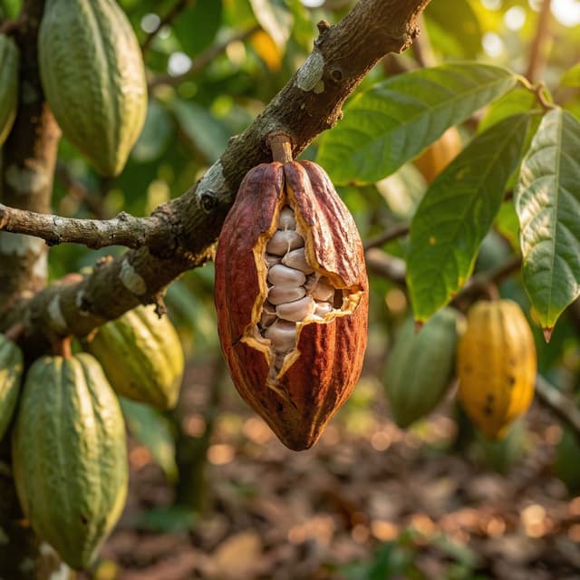 E-commerce Main Image - Realistic Cocoa Plantation Commercial Shot with Motion — output