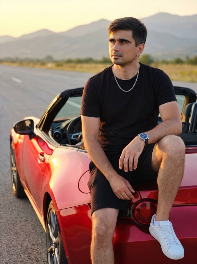Product Marketing - Man on Red Convertible Sports Car — output
