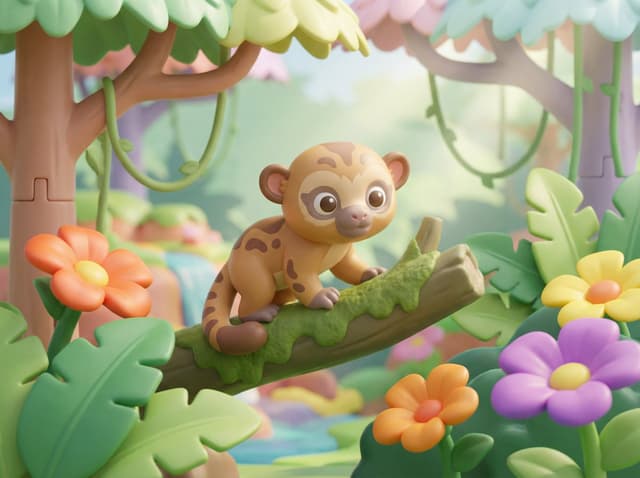 Playful 3D Toy Kinkajou Prompt — output