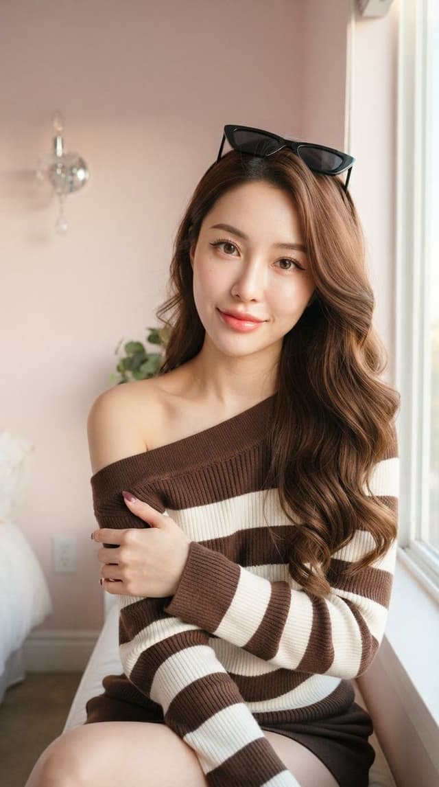Profile / Avatar - Asian Woman in Striped Sweater — output