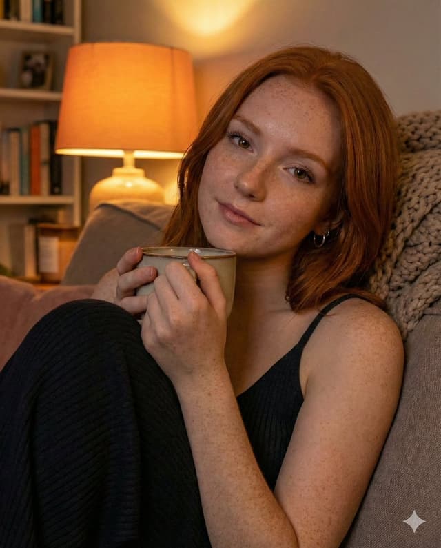 Profile / Avatar - Cozy Candid Close-up Portrait with Coffee Mug — output