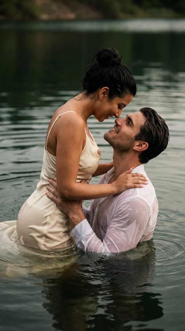 Social Media Post - Cinematic Couple Embrace in Lake Water — output