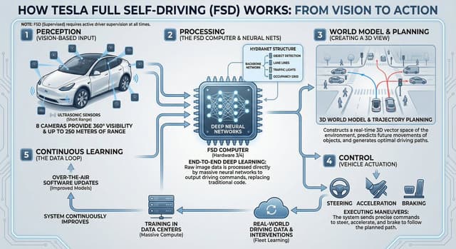 Tesla FSD explainer infographic — output