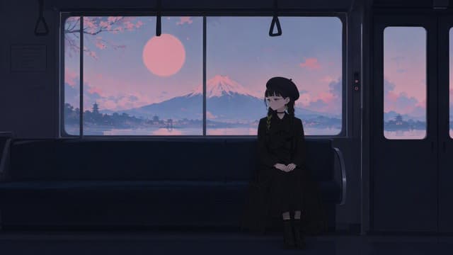 Comic / Storyboard - Anime Train at Dusk with Mount Fuji — output
