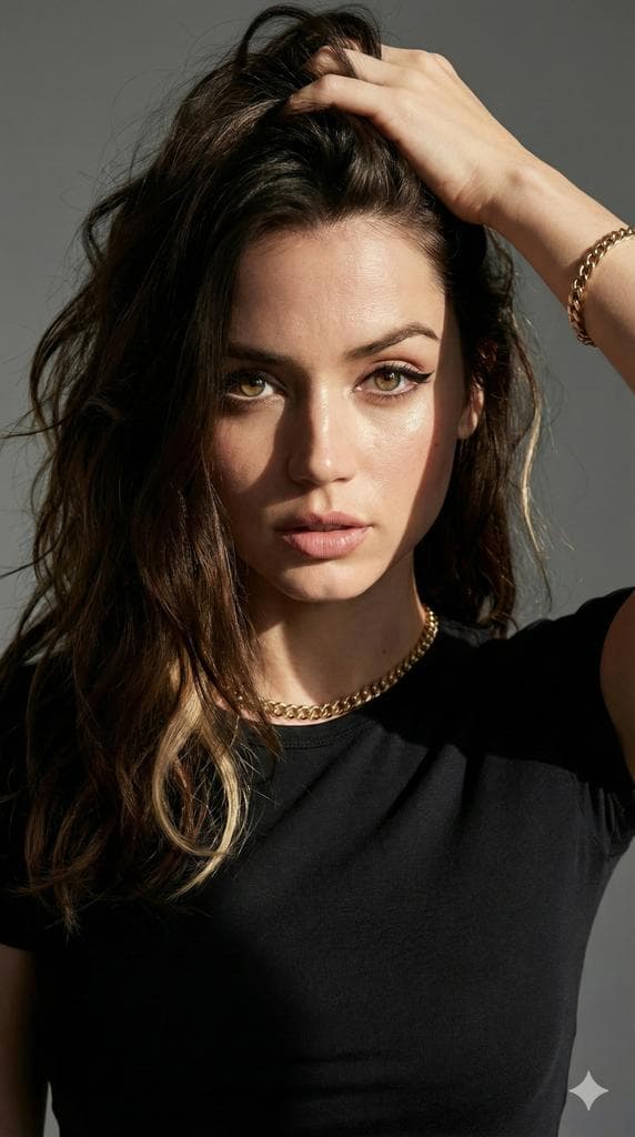 Social Media Post - Hyper-realistic fashion portrait prompt for Ana de Armas style image generation — output