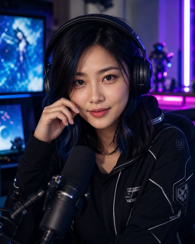 YouTube Thumbnail - Asian Digital Influencer Portrait — output