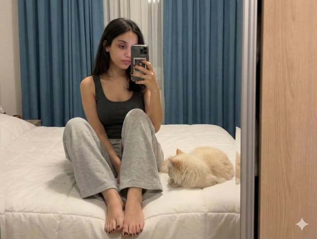 Profile / Avatar - Nano Banana Pro Prompt: Candid Mirror Selfie with Cat — output