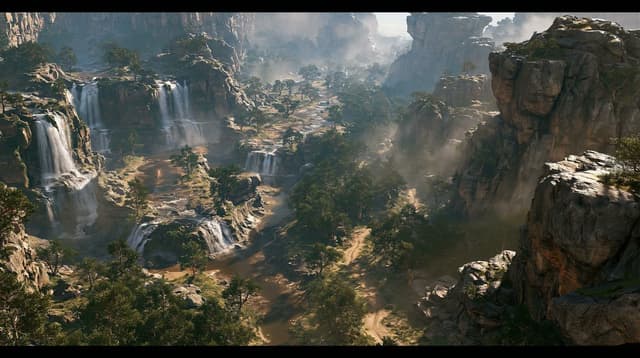 Game Asset - Cinematic Rocky Waterfall Valley — output