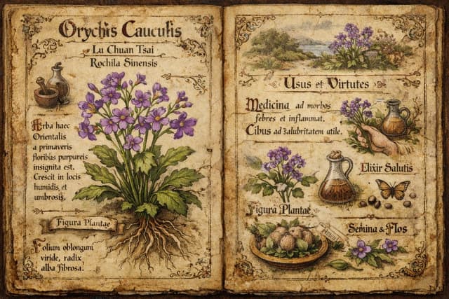 Western Manuscript Style Illustration for 'Orychophragmus violaceus' — output