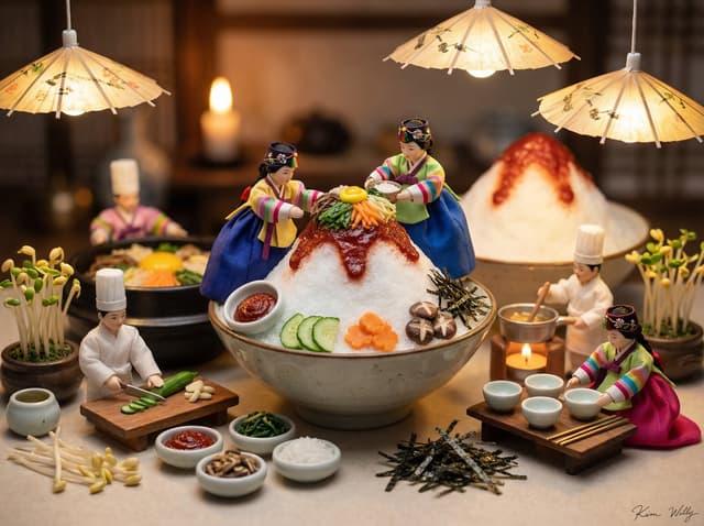 Micro Diorama of Joseon Dynasty Chefs Making Bibimbap — output